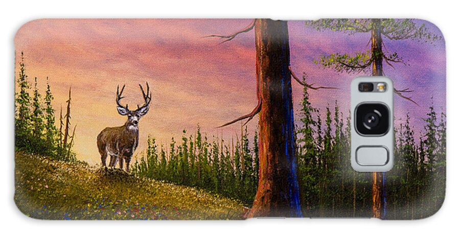Landscape Galaxy Case featuring the painting Sunrise Buck by Chris Steele
