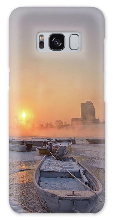 Tranquility Galaxy Case featuring the photograph Sunrise On The Frozen River by Tokism