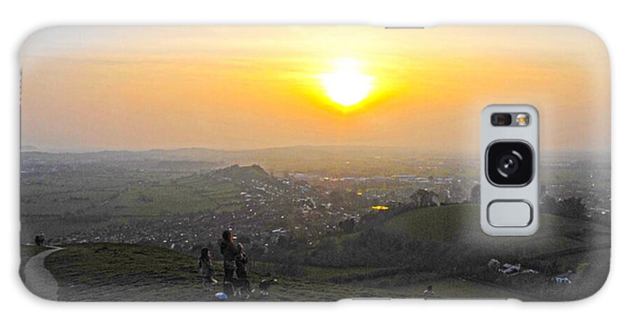 Sunset Galaxy Case featuring the digital art Sunset At Glastonbury Tor by Andrew Middleton