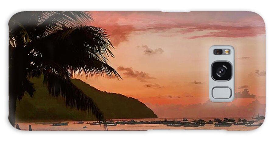 Julia Springer Galaxy Case featuring the photograph Sunset at the Beach - Puerto Lopez - Ecuador by Julia Springer