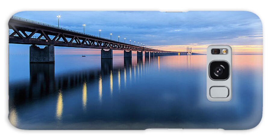 Tranquility Galaxy Case featuring the photograph Sunset At The Øresund Bridge, Malmö by Maria Swärd