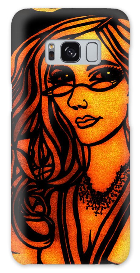Lady Galaxy S8 Case featuring the drawing Sunset by Barbara J Blaisdell