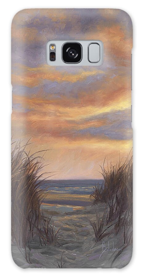 Beach Galaxy Case featuring the painting Sunset By The Beach by Lucie Bilodeau