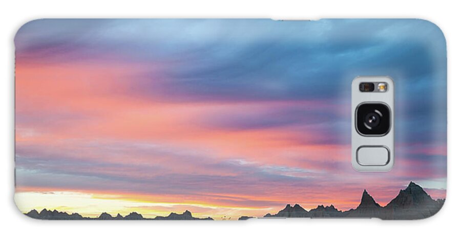Tranquility Galaxy Case featuring the photograph Sunset Colors And Clouds, Badlands by Karen Desjardin