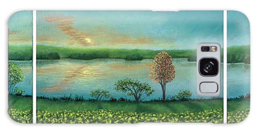 Sunset Galaxy Case featuring the pastel Sunset Lake Triptych by Michael Heikkinen