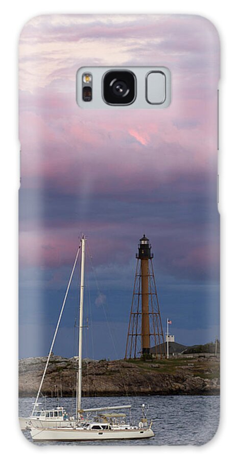 Lighthouse Galaxy Case featuring the photograph Sunset Lighthouse at Marblehead by Deborah Penland