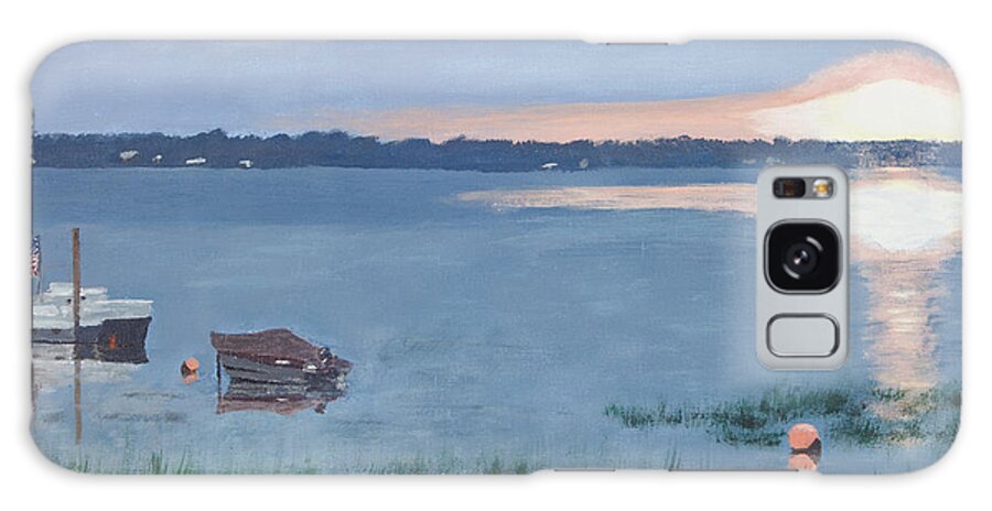 Lake Galaxy Case featuring the painting Sunset On Lake Champlain by Cynthia Morgan