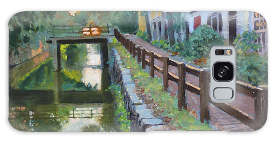Landscape Paintings Galaxy Case featuring the painting Sunset on Old Georgetown by David Zimmerman