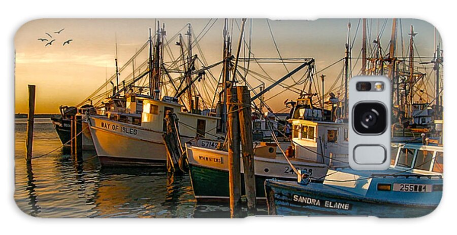 Fishing Boats Galaxy Case featuring the photograph Sunset On The Fleet by Cathy Kovarik