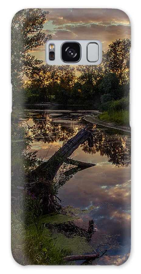 Landscape Galaxy Case featuring the photograph Sunset on the quiet river by Dmytro Korol