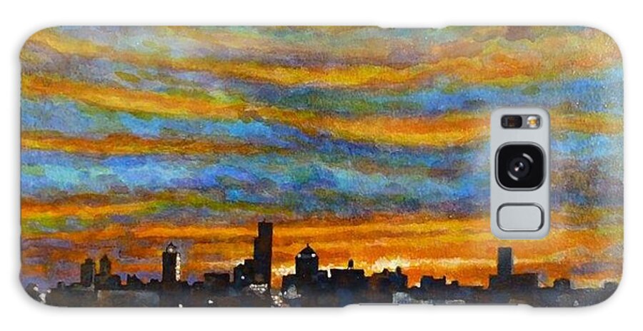 Sunset Galaxy S8 Case featuring the painting Sunset over Dayton Ohio Skyline by Adam Mitchell