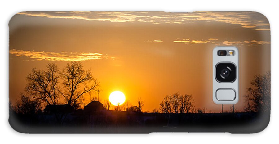 Sunset Galaxy Case featuring the photograph Sunset Over the Distant Farm by Holden The Moment