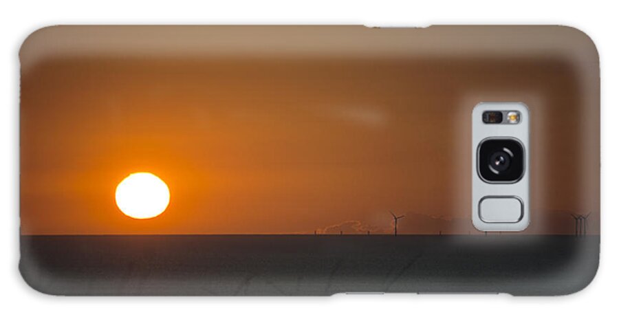 Sun Galaxy Case featuring the photograph Sunset Over The Windfarm by Spikey Mouse Photography