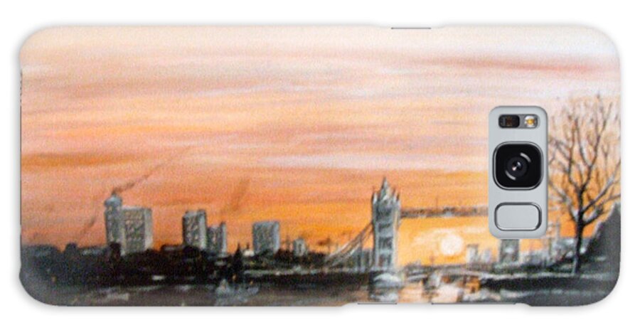 Sunset Galaxy Case featuring the painting Sunset over Tower Bridge London from Pier Head Wapping by Mackenzie Moulton