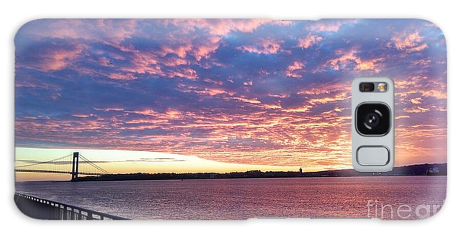 Sunset Over Verrazano Bridge And Narrows Waterway Galaxy S8 Case featuring the photograph Sunset Over Verrazano Bridge and Narrows Waterway by John Telfer