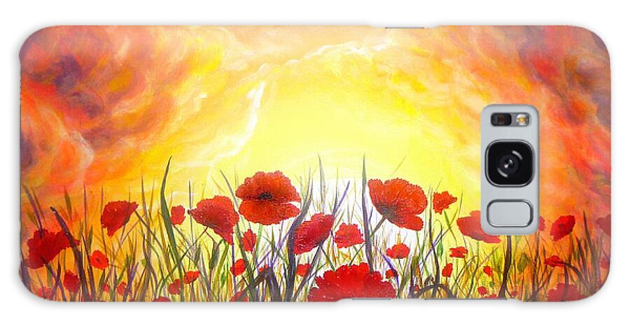Original Art Galaxy Case featuring the painting Sunset Poppies by Lilia S