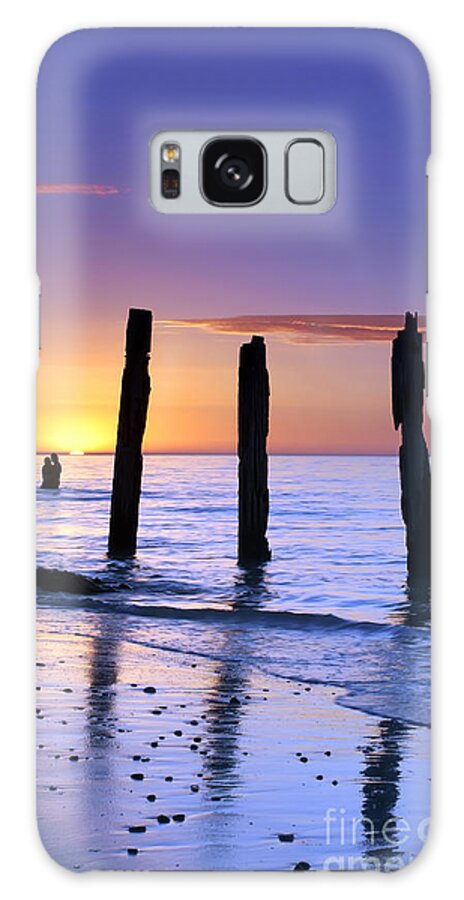 Sunset Jetty Ruin Pylons Beach Posts Port Willunga South Australia Seascape Australian Galaxy S8 Case featuring the photograph Sunset Romance by Bill Robinson