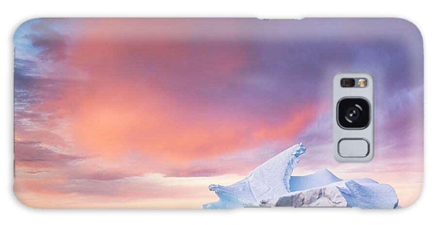 Tranquility Galaxy Case featuring the photograph Sunset Sky Over Floating Iceberg by Patrick J Endres - Alaskaphotographics