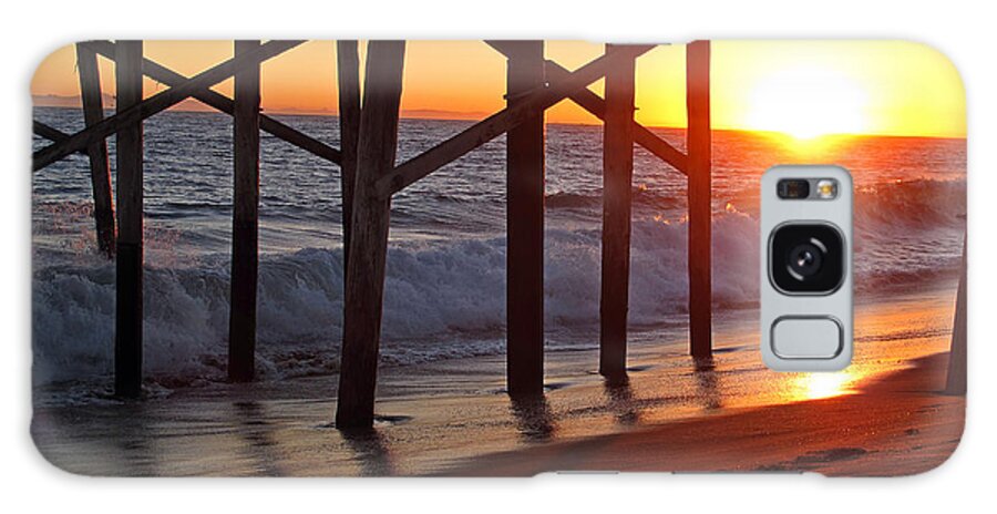 Beach Galaxy Case featuring the photograph Sunset Under The Pier by Kelly Holm