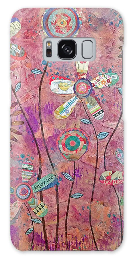 Flowers Galaxy Case featuring the mixed media Sunshine and Flowers by Naomi Wittlin
