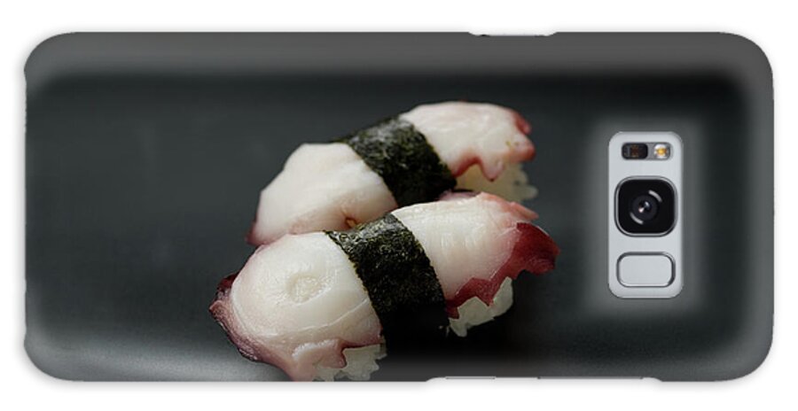 Black Background Galaxy Case featuring the photograph Sushi Tako by Ryouchin
