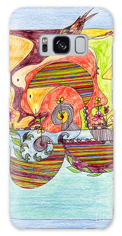 Ffish Pond Galaxy Case featuring the drawing Sustainable Fish Pond by Mukta Gupta