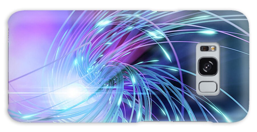 Curve Galaxy Case featuring the digital art Swirl Of Lines With Glowing Ends by Maciej Frolow