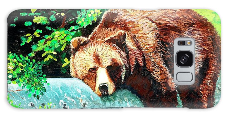 Bear Painting Galaxy Case featuring the painting Takin' in the Rays by Jayne Kerr 