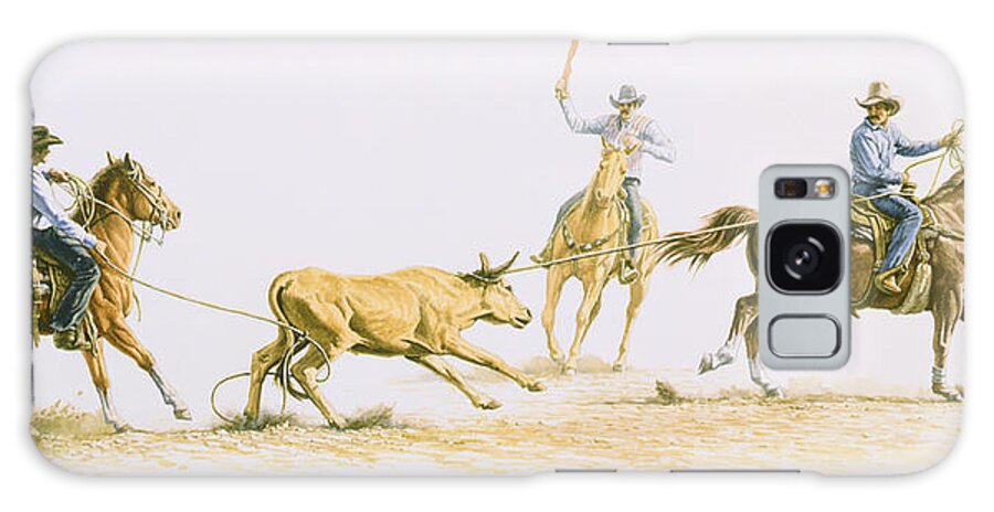 Cowboy Galaxy Case featuring the painting Team Roping by Paul Krapf