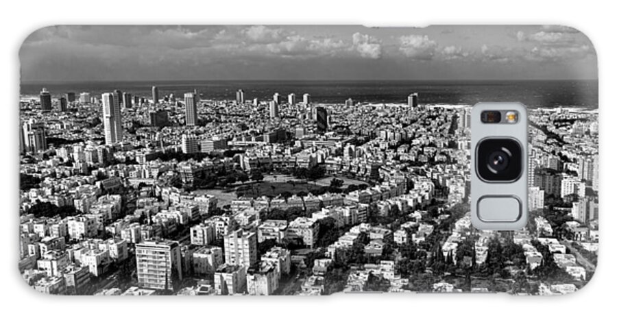 Israel Galaxy Case featuring the photograph Tel Aviv center Black and White by Ron Shoshani