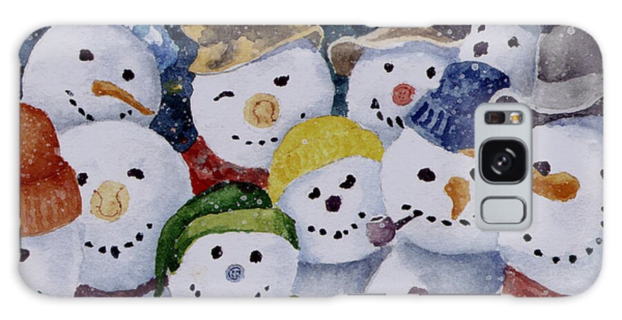 Snowmen Galaxy Case featuring the painting Ten Little Snowmen by Sam Sidders