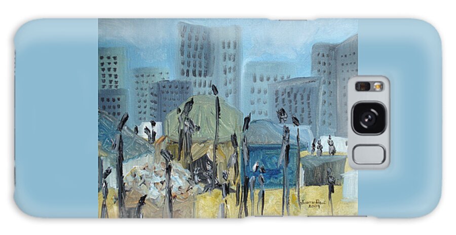 Homeless Galaxy Case featuring the painting Tent City Homeless by Judith Rhue