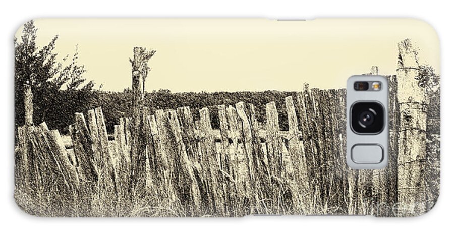 Texas Hill Country Galaxy S8 Case featuring the digital art Texas Fence in Sepia by Luther Fine Art