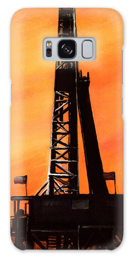 Texas Galaxy S8 Case featuring the painting Texas Oil Rig by Frank Botello