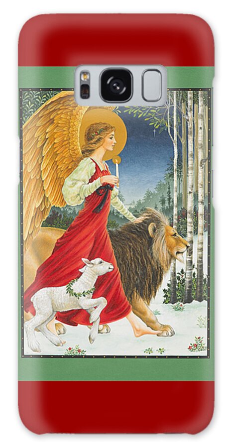 Angel Galaxy Case featuring the painting The Angel The Lion and The Lamb by Lynn Bywaters