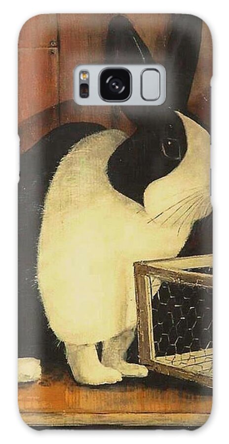 Images Galaxy Case featuring the painting The Black and White Dutch Rabbit 2 by Diane Strain