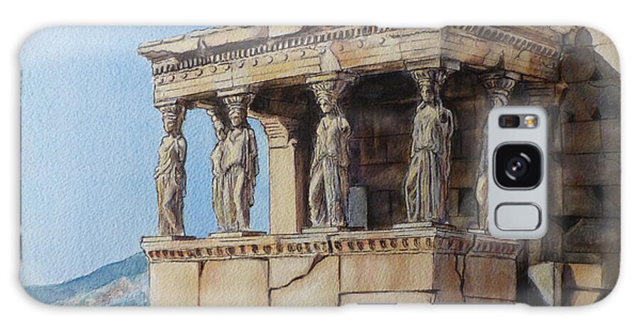 Athens Galaxy Case featuring the painting The Caryatid Porch of the Erechtheion by Henrieta Maneva
