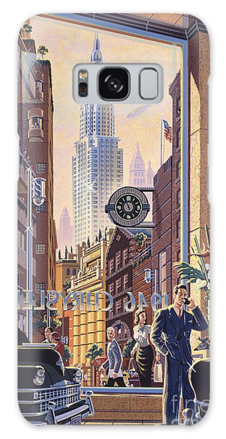 Vintage Galaxy Case featuring the digital art The Chrysler by MGL Meiklejohn Graphics Licensing