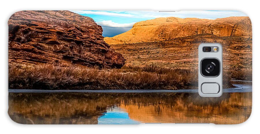 River Reflection Red Rock Landscape Clouds Water Nature Galaxy S8 Case featuring the photograph The Colorado River by Troylene Owen