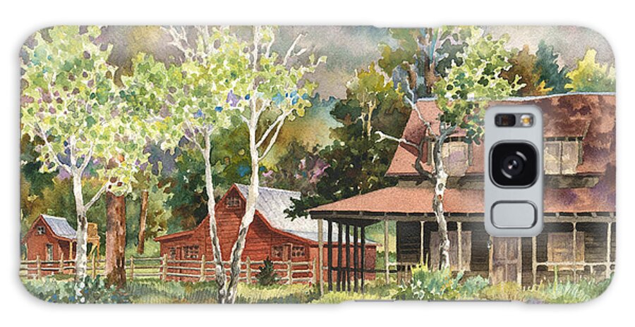 Barn Painting Galaxy Case featuring the painting The DeLonde Homestead at Caribou Ranch by Anne Gifford