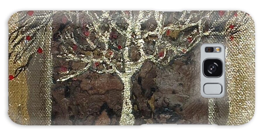 Tree Painting Original Galaxy Case featuring the mixed media The golden tree by Delona Seserman