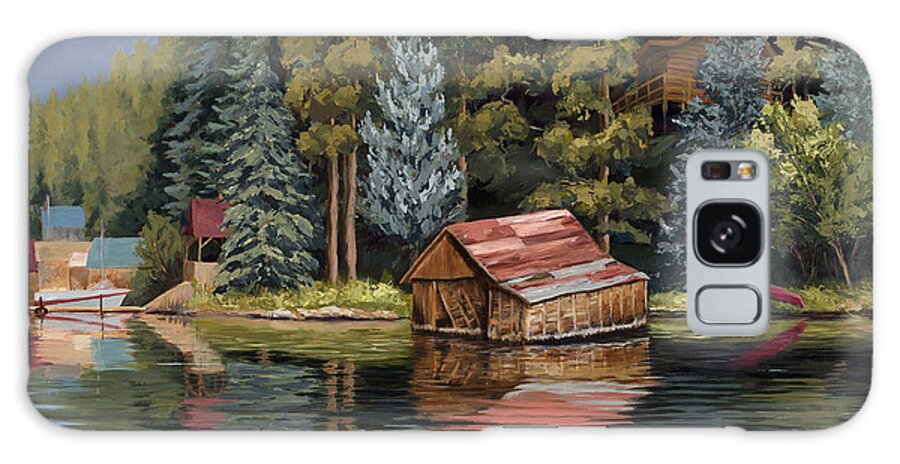 Water Galaxy Case featuring the painting The Grand Boathouse II by Mary Giacomini