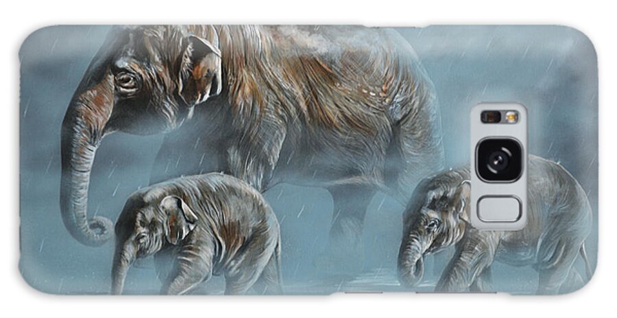 Asian Elephants Galaxy Case featuring the painting The Mist by Lachri