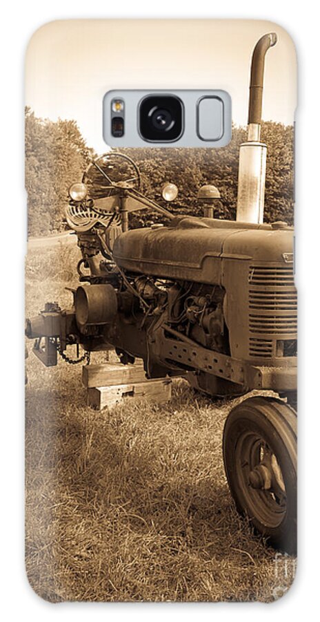 Sepia Galaxy S8 Case featuring the photograph The Old Tractor Sepia by Edward Fielding