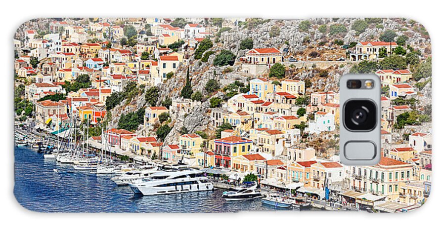 Aegean Galaxy Case featuring the photograph The port of Symi - Greece by Constantinos Iliopoulos
