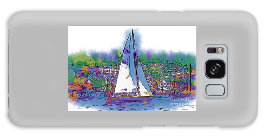 Sailboat Galaxy Case featuring the digital art The Purple Sailboat by Kirt Tisdale