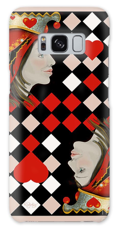 Queen Galaxy Case featuring the digital art The Queen's Card in Pink by Carol Jacobs