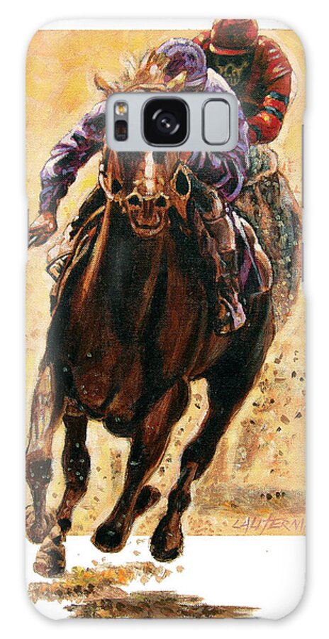 Horse Galaxy S8 Case featuring the painting The Race by John Lautermilch