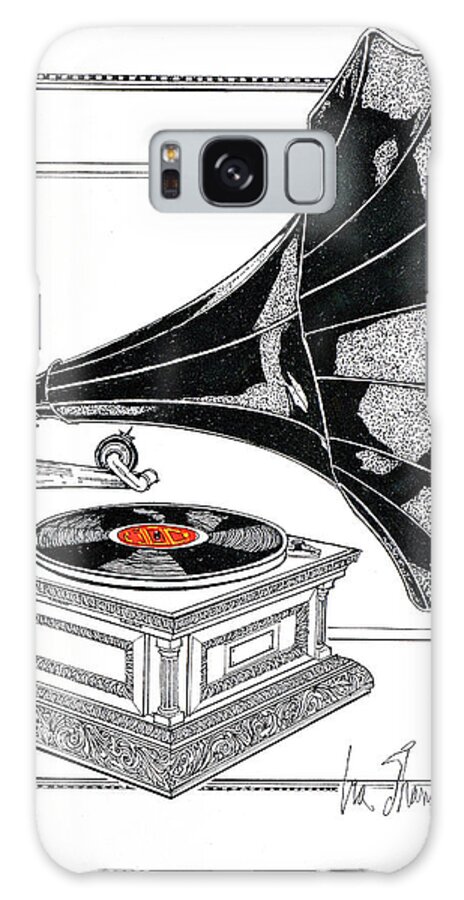 Phonographs Galaxy Case featuring the drawing The Real Caruso by Ira Shander