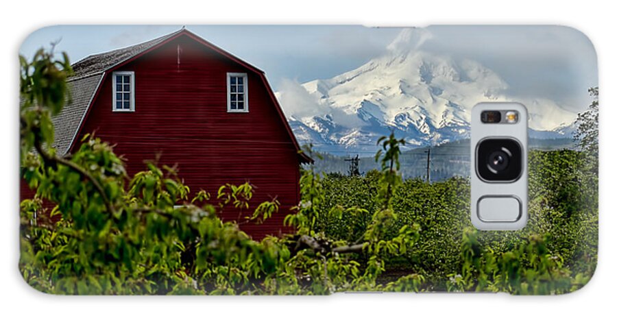 Red Barn Galaxy Case featuring the photograph The Red Barn and Mt. Hood by Don Schwartz